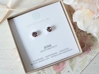 June Birthstone Stud Earrings in Light Amethyst